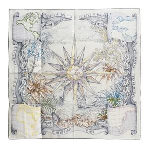 [엘러브] 새상품  레브 인피니 스퀘어 스카프 화이트/라이트블루 5ET0341