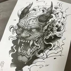 2주 가는 타투 도깨비 오니 이레즈미 남자 바디타투 (WFHW17D)