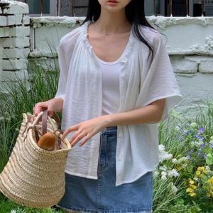 여자 여름 레이온 주름넥 루즈핏 셔츠 남방