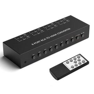 LVY 8 포트 RCA에서 HDMI 변환기 - AV 입력 8개, 출력 1개 720/1080P 지원, WiI, N64, PS2, PS3, VHS, VCR, DVD 플레이어와 호환 가능