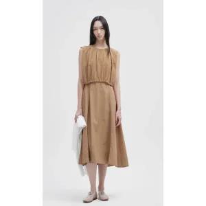 [ZOOC](천안아산점)셔링 라운드 넥 슬리브리스 플레어 원피스 Z252MSE021