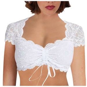 독일 바이에른 더넬 블라우스 전통 옥토버페스트 레이스 크롭탑 반팔 의상 우아한 브이넥