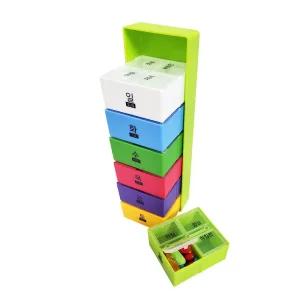 리빙가드 휴대용 약통 (무지개 4칸 일주일)/요일별/알주일/알약통/영양제/약보관함/정리/상비약/여행용