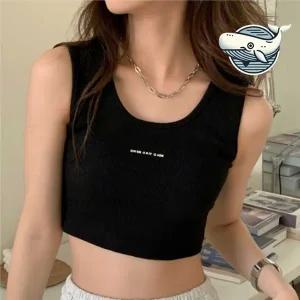 슬림핏 크롭 민소매 블랙 이너티 캐주얼 여름