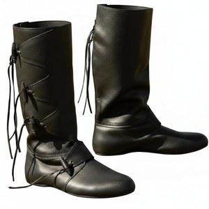 큐티크롭 중세 부츠 남성 바이킹 해적 르네상스 레이스업 신발 할로윈 고딕 코스튬 코스프레