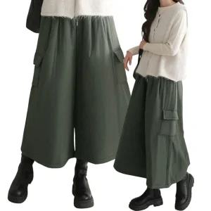77 88 여성 빅사이즈 치마바지 겨울 큐롯 8부 9부 패딩 바지 카고 고무줄