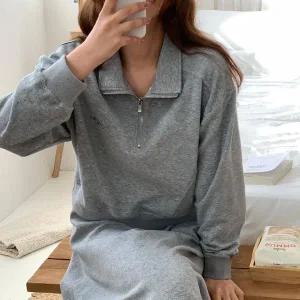 [하프클럽/]여자 트랙수트 하프집업 맨투맨 긴치마 세트