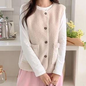 여자 무스탕포켓 뽀글이 겨울 이너 양털 조끼