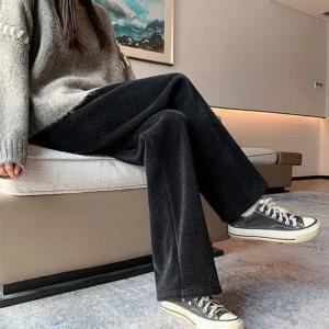 여성 기모 코듀로이 골덴팬츠 와이드 여성겨울바지 하이웨스트 데일리 슬림핏 트레이닝