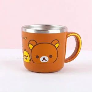 [골드스마일]스테인리스 브라운 휴대용 음료컵 해피 디자인 텀블러