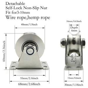 U형 스테인리스 스틸 도르래 블록 음소거 베어링 그루브 슬라이딩 롤러 트랙 휠 1 개
