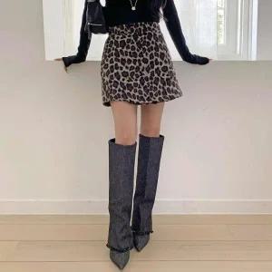 [다잇템] 여성 호피 앙고라 에이라인 슬림핏 스커트
