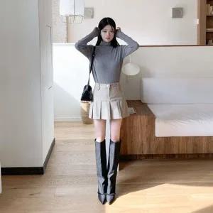 [옷자락]여성 비죠 디테일 A라인 플레어 미니 스커트