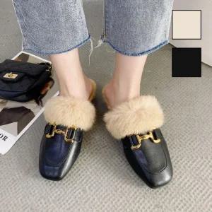 [피커]겨울철 부드럽고 안감 발편한플랫구두 털 데일리 뮬
