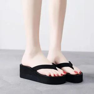 [피커]여성 통굽 웨지힐 쪼리 키높이 데일리