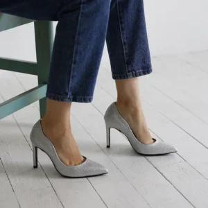 [피커]웨딩슈즈 글리터 반짝이 물결포인트 펌프스힐