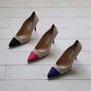 [피커]국내생산 면접구두 투톤 배색 여성 하이힐 펌프스힐