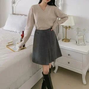 여자 플리츠 A라인 겨울 데이트룩 러블리 미니스커트