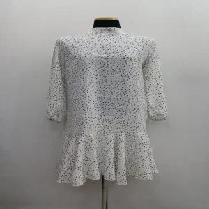 땡땡이 도트 넥 프릴 하이 F1324 스커트 원피스 롱