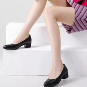 여성 하이힐 플랫 데일리 신발 직장 구두 검정 굽낮은 펌프스 면접 편안한 정장 슈즈