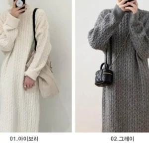 여성 목폴라 터틀넥 겨울 니트 민소매원피스 원피스 롱원피스 니트 드레스