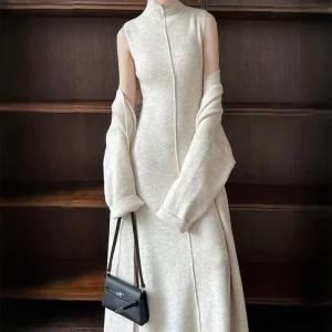 니트 롱슬리브 투피스 3color 반목