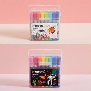 모나미 유성매직 24색 케이스 세트 둥근닙 사각닙 KC인증 마카 색칠