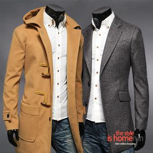 [홈런]코트 자켓 하프 롱 모직 패딩 트렌치 남성 남자