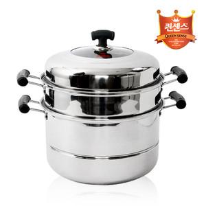 퀸센스 스테인레스 3단 다용도 찜솥 32/34cm 찜통
