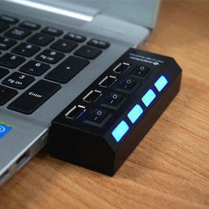 애니클리어 USB2.0 멀티허브 분배기 멀티탭 버튼식 4포트 PDB-HUB204