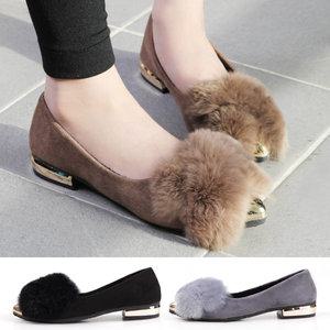806-8 여성 겨울 천연토끼털 털 안감 플랫슈즈 단화 로퍼 방한화 모카신 털신 부츠 플랫