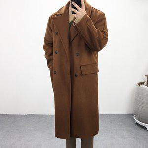 [엠클로] 남자 오버핏 겨울 데일리 와이드 울 더블 롱코트 2컬러