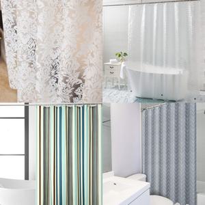 호텔식 EVA 샤워 커튼 방수 투명 패브릭 방수 10종 포함 스테인리스 커튼봉 압축봉