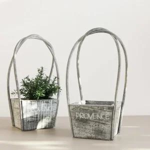 [3개 구매시 1개 추가] 우드 꽃바구니 빈티지 중 15x31cm 나무 원목 방부목 인테리어 장식 소품 용품