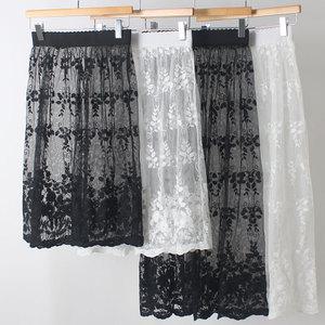 시스루 이너 스커트B/속치마 롱 레이스 레이어드  a라인 프릴 자수 시스루