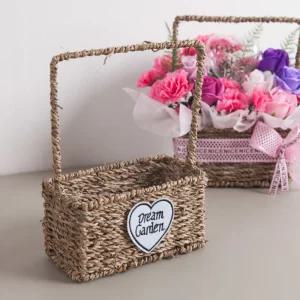 [3개 구매시 1개 추가] 왕골 꽃바구니 드림 직사각 17x23cm 라탄 인테리어 장식 소품 용품 DIY 바스켓