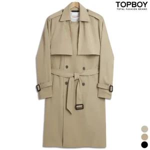 [탑보이][탑보이] 메스 오버핏 스트랩 더블 롱 트렌치코트 (MP005)