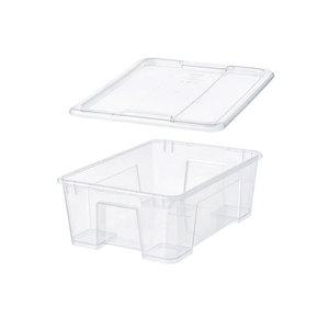 이케아 SAMLA 삼라 수납함+뚜껑, 투명 39x28x14 cm/11 L/정리함