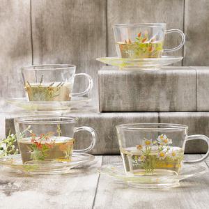 도노 플라워 내열 유리 찻잔 세트 예쁜 티잔 홍차 8P