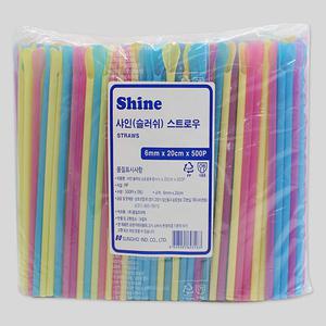 슬러쉬스트로우 6mm*20cm*500P 슬러시 일회용빨대