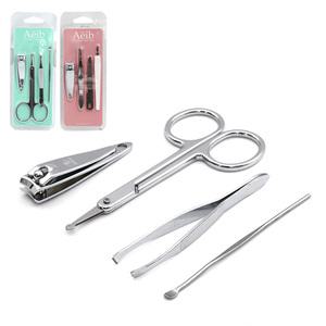 에이브 미용 세트 4p 손톱 정리 세트 손톱깎이 미용 눈썹 가위 족집게 핀셋 트리머 네일 파일 귀이개