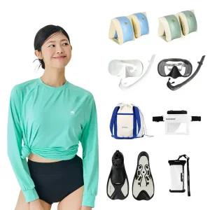 스윔어바웃 물놀이용품 모음전 아쿠아슈즈/래쉬가드/팔튜브/고글/숏핀/스노쿨링