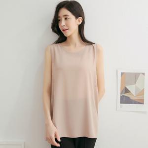 드리다 40-50대여성 여름 기본 쉬폰 나시 민소매 정장 이너 플레어 빅사이즈 블라우스 66-99 엄마옷 미시옷