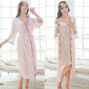 [기타]플라워라인 실크 슬립 가운세트(사은품)