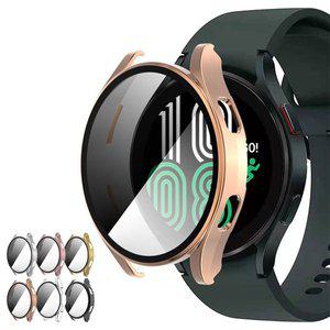 [유니커블]갤럭시워치4 투명 강화유리 액정보호 풀커버 충격 방지 슬림 메탈릭 범퍼 하드 케이스 40 44MM