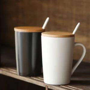 세븐프리 롱 심플 뚜껑 스푼 머그컵400ml