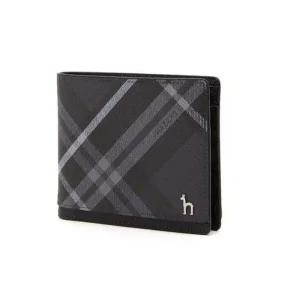 [헤지스](대구신세계)[DUBLIN] 블랙 체크 가죽 2단 반지갑 HJWA2F866BK
