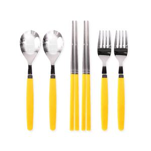 한스푼 포이에마 컬러 아동 수저세트 (숟가락, 2개 + 젓가락, 2개 + 포크, 2개) 머스타드(Y)