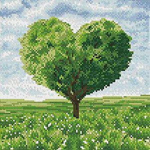[케이엠엘리]그린 하트 나무 캔버스 보석십자수 30x30 (퍼즐사랑)