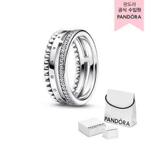 [롯데백화점]판도라 [백화점 보증서 제공] 시그니처 로고 파베 & 비디드 링_192312C01